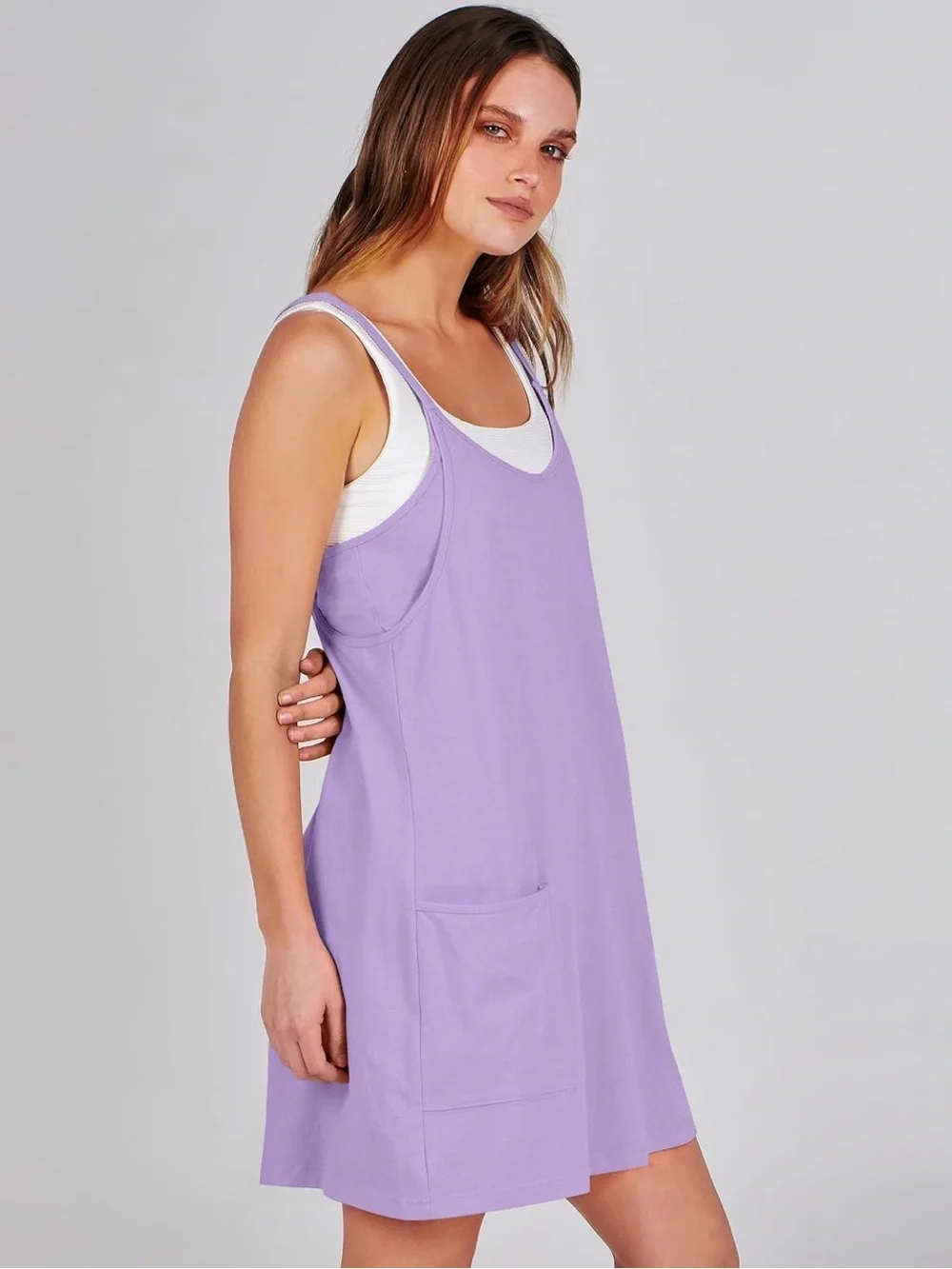 Lavender Scoop Neck Active Wear Dress